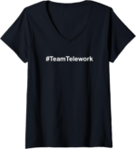 Womens #Team Telework remote working WFH design V-Neck T-Shirt - Image 2